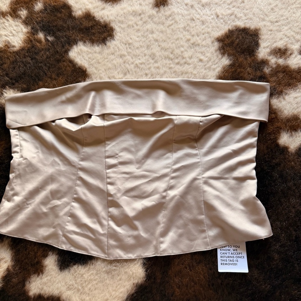 ASOS Strapless Satin Bustier Top in Light Beige